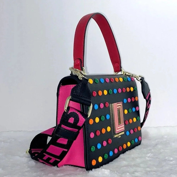 Karl Lagerfeld Paris Simone Leather Crossbody Multi Color Dots Purse Handbag NWT - Picture 6 of 13